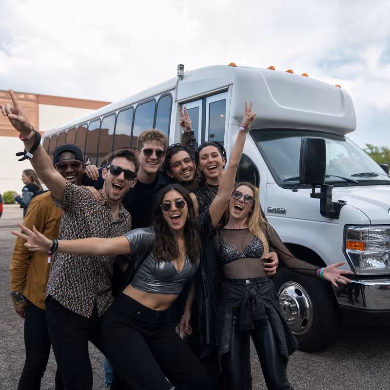 Black Mercedes Sprinter van staged for an Irving Concert Transportation group