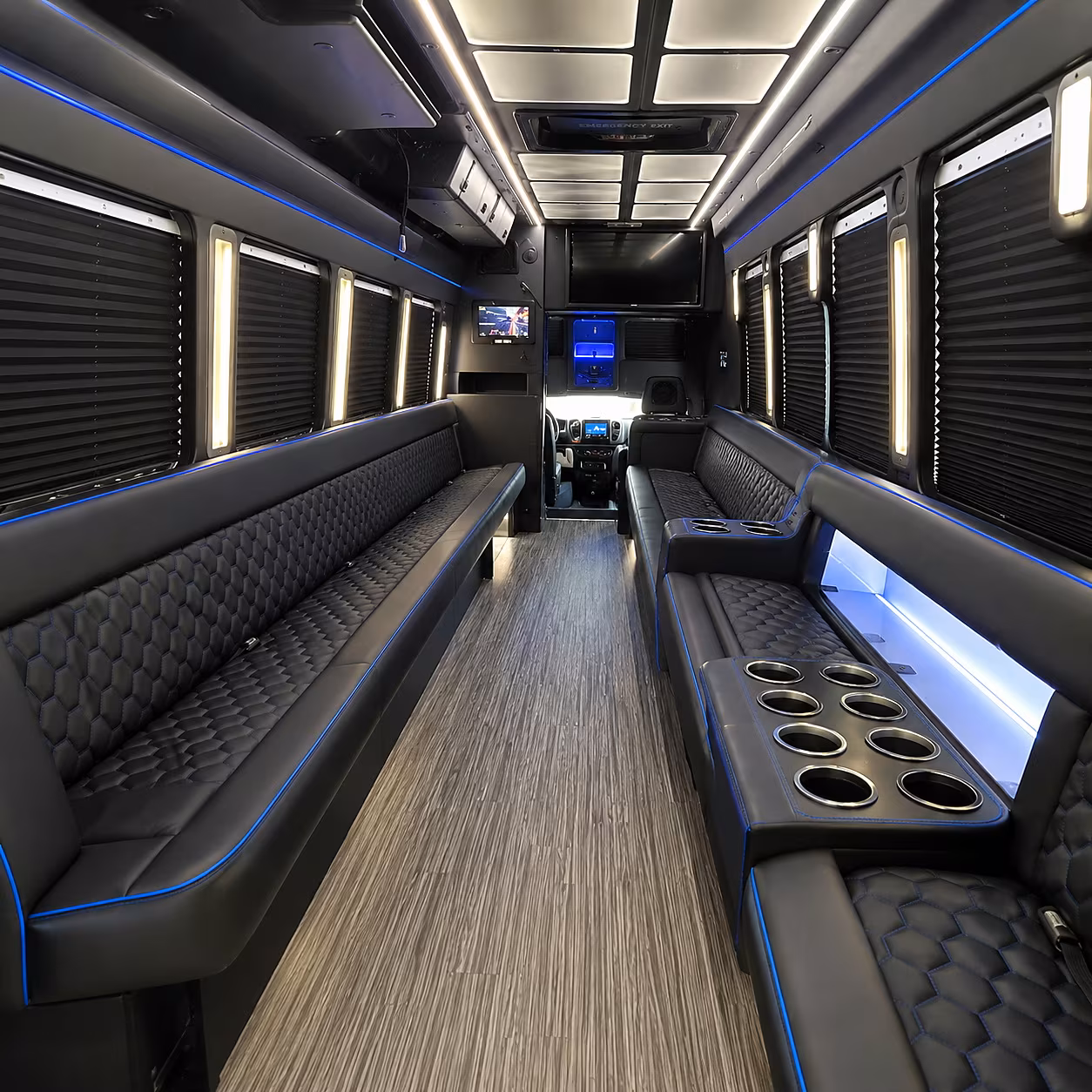 Irving Birthday, Sweet 16, & Quinceañera Transportation party bus interior