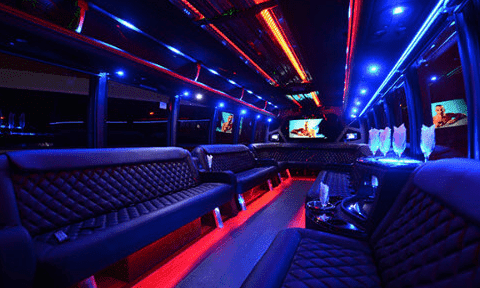 Austin 30 Passenger Party Bus Black Interior